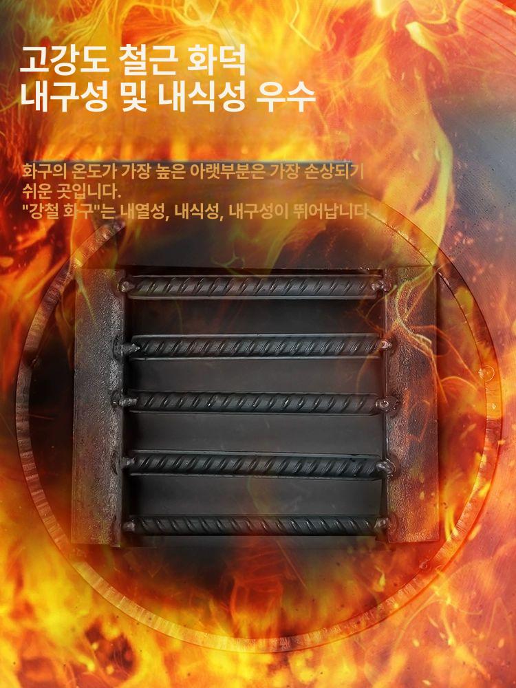 드럼통 화덕 솥뚜껑 난로 시골 스토브 펜션 아궁이 그레이박스 스탬프 화로대 - 상세 이미지 3