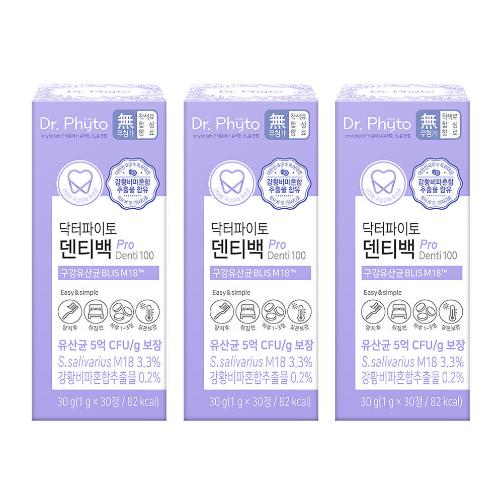 [건강 듬뿍 기획전] 닥터파이토 덴티백 구강유산균 BLIS M18 프로바이오틱스, 입속 30정, 4개