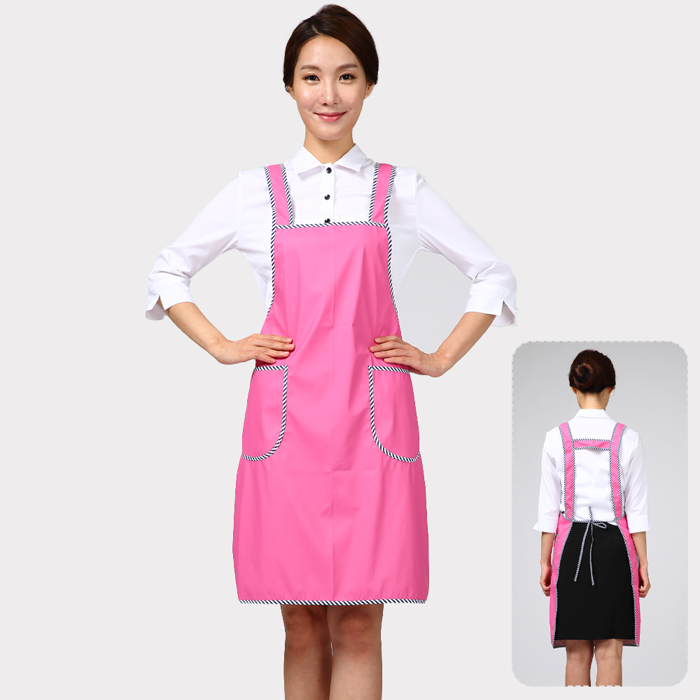 (11color)진핑크 H형 단면 포켓 무광방수앞치마 배식 우레탄단면방수앞치마 - 상품 이미지