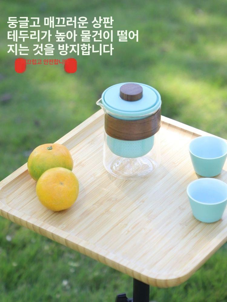 접이식 캠핑 테이블 높이조절 선반 원형 상판 삼각대 테이블 야외 휴대용 피크닉 캠핑용 - 상세 이미지 4