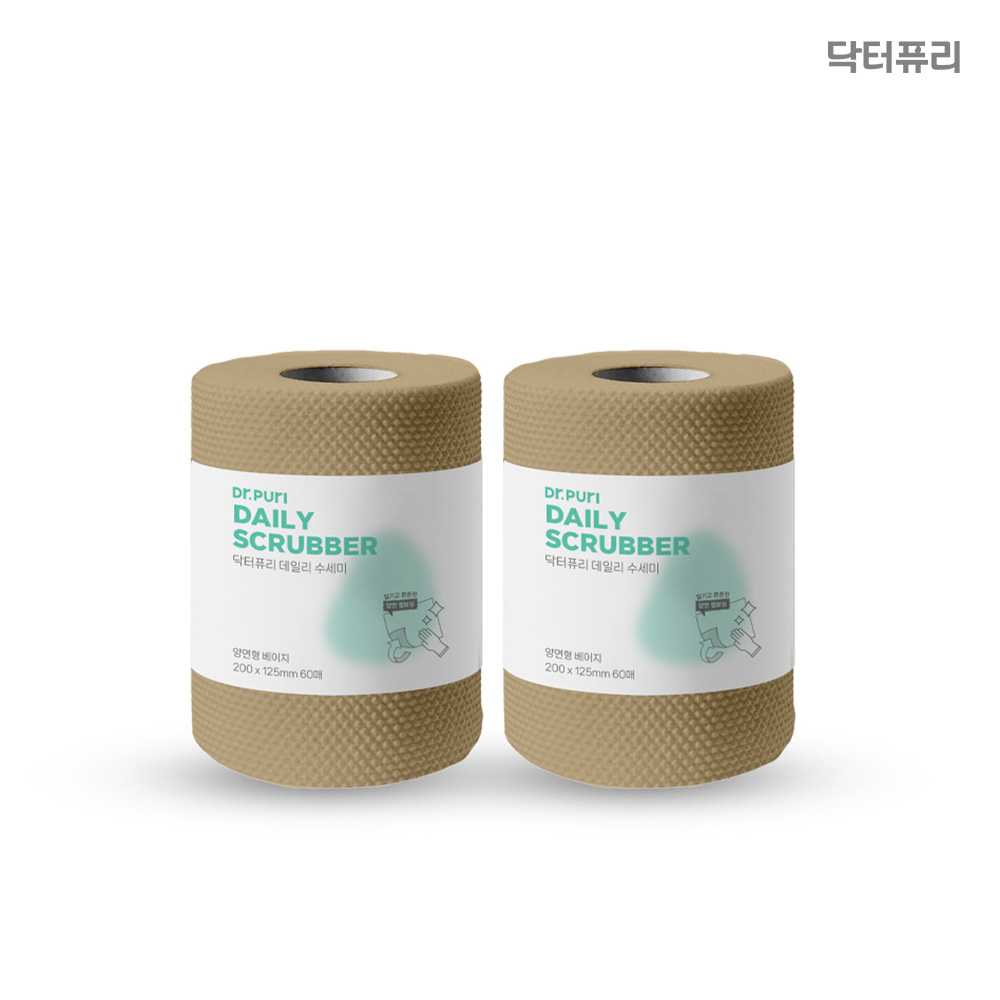 [극세사행주 증정] 닥터퓨리 스트롱 데일리 수세미 60매 x 2입 소형 일회용수세미 미니수세미 - 상세 이미지 5