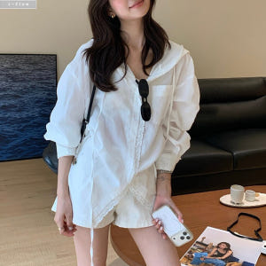모무 후드 레이스자수 루즈핏 버튼 가디건 1col 봄 여름 시스루 셔츠 ... 착용 후기 | 사이즈/핏 총정리 - 상품 이미지 2