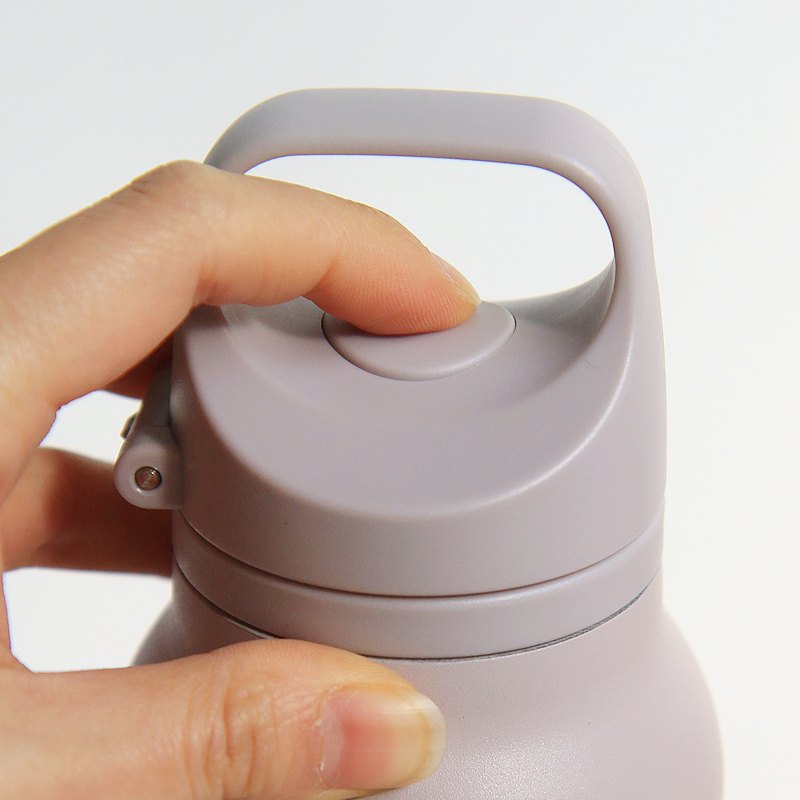 T45 원터치 손잡이 텀블러 대용량 보온보냉 사무실 캠핑용 600ml, 퍼플 이미지 6