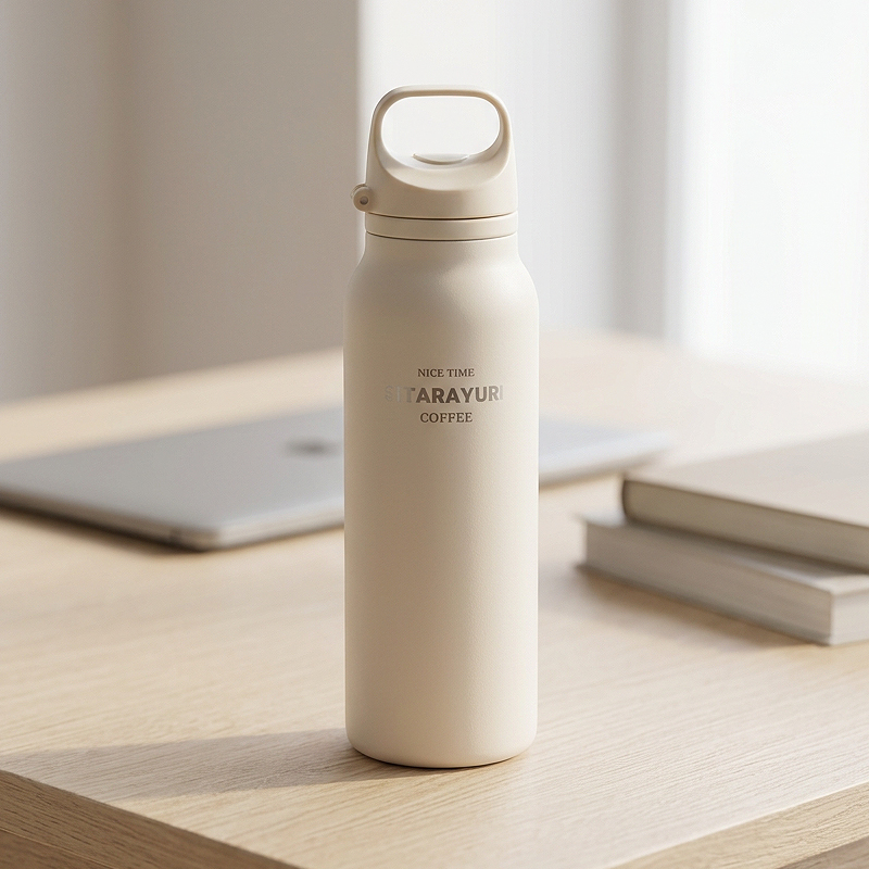 T45 원터치 손잡이 텀블러 대용량 보온보냉 사무실 캠핑용 600ml, 퍼플 - 상세 이미지 3