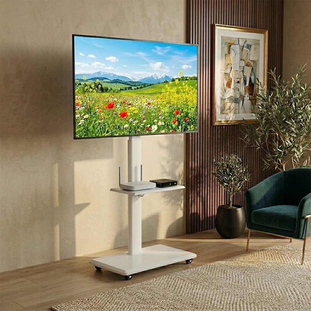 이동식 TV 거치대 선반형 좌우회전 가정용 높이조절 스탠드189cm(75인치) - 상품 이미지