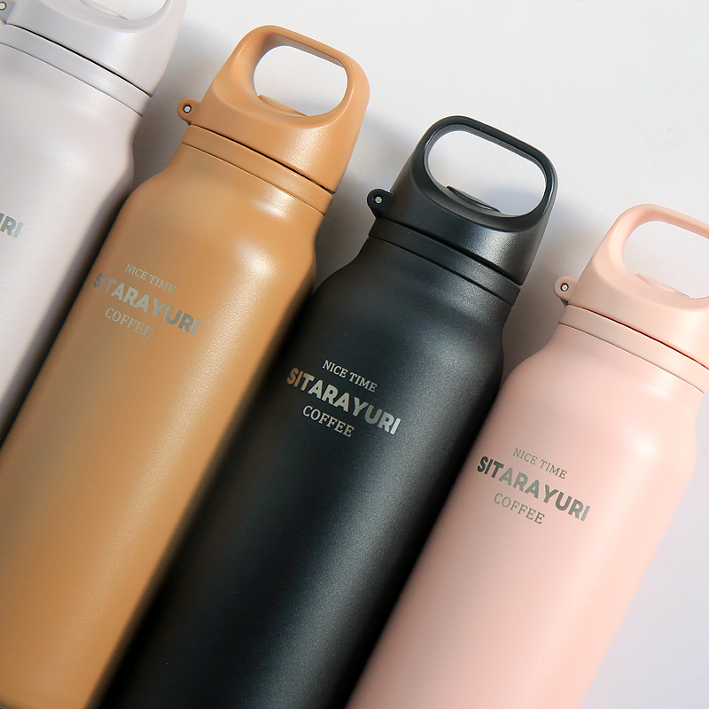 T45 원터치 손잡이 텀블러 대용량 보온보냉 사무실 캠핑용 600ml, 퍼플 - 상세 이미지 4