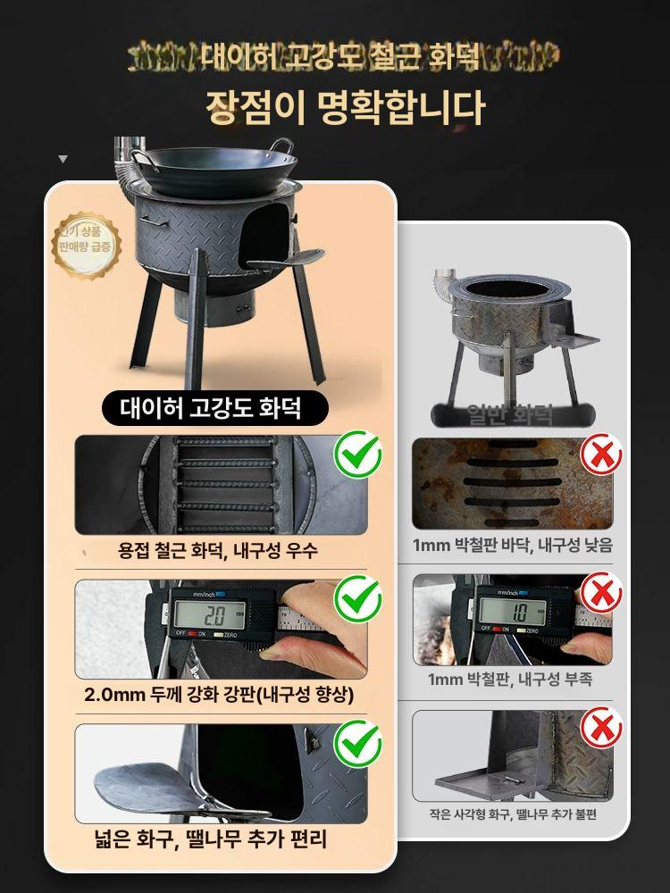 드럼통 화덕 솥뚜껑 난로 시골 스토브 펜션 아궁이 그레이박스 스탬프 화로대 - 상세 이미지 2
