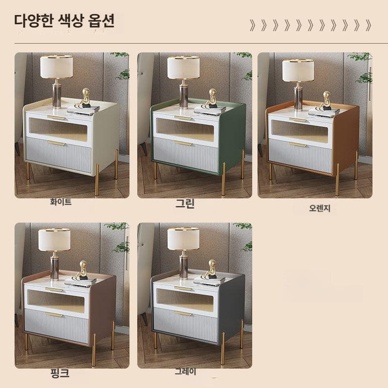 협탁 침대 옆 2단 원목 좁은 보조 테이블 수납장 - 상세 이미지 2