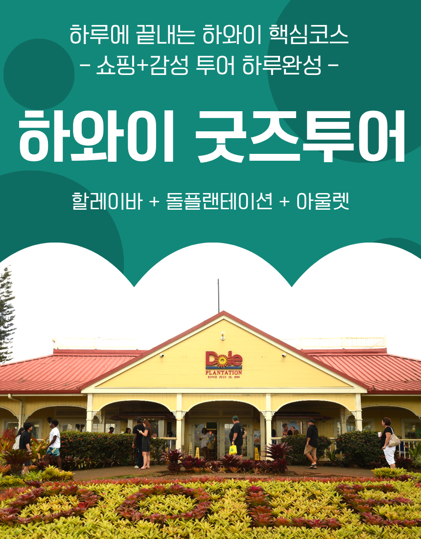 하와이 오아후 섬 일일투어 할레이바타운 돌플랜테이션 와이켈레아울렛 스냅촬영 자유여행 - 상품 이미지