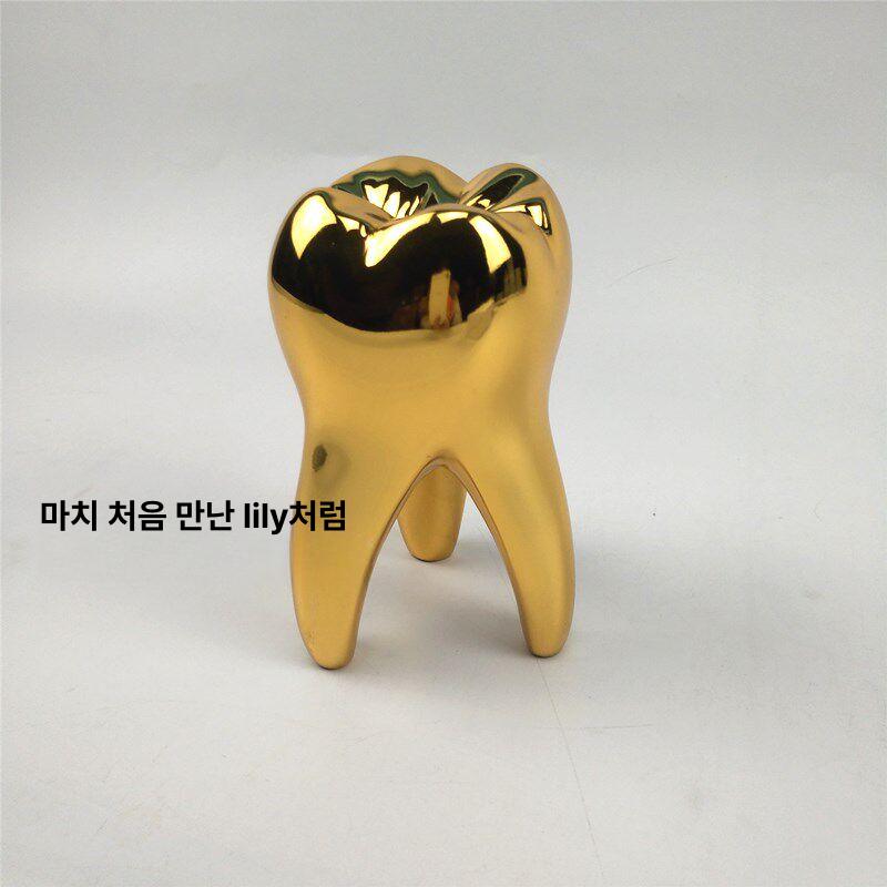 골드 치아 장식 대형 그릴 악세사리 모형 이빨 진열 블랙 장식품 큰 액세서리 금도금 용품 - 상세 이미지 2