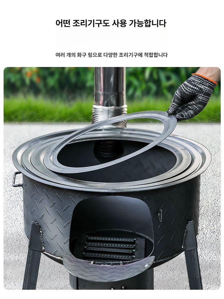 드럼통 화덕 솥뚜껑 난로 시골 스토브 펜션 아궁이 그레이박스 스탬프 화로대 - 상세 이미지 5