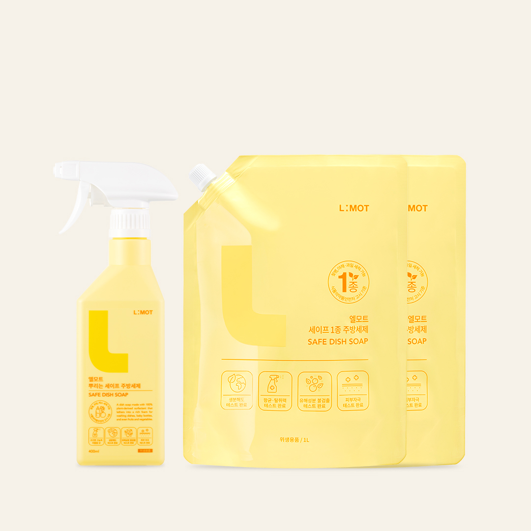 엘모트 뿌리는 세이프 주방세제 400ml+1Lx2개