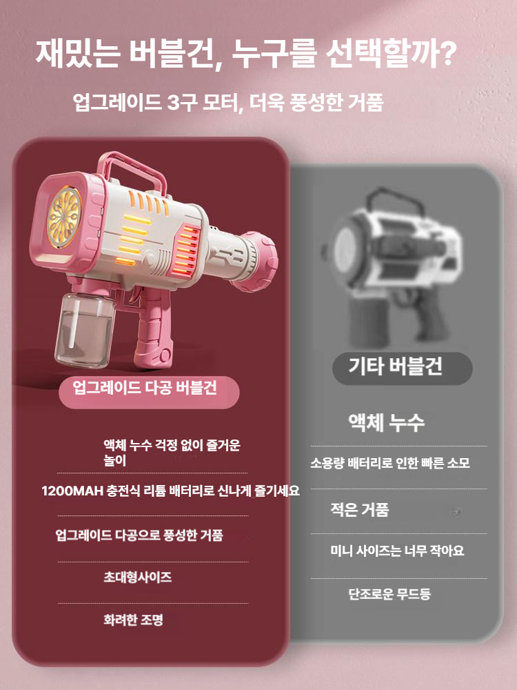 비눗방울기계 자동 버블 거품놀이 버블건 충전 - 상세 이미지 3