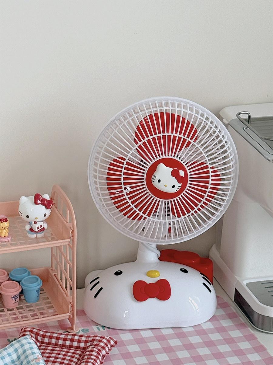 헬로키티 미니 선풍기 탁상용 강력 풍량 회전 기능 가성비 장식 인테리어 아키노사무라이 1m 케이블 직접 플러그인 - 상세 이미지 5