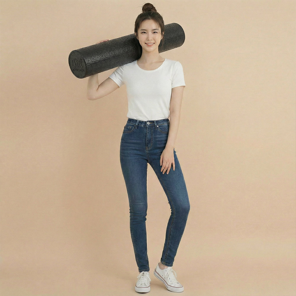 [국내생산] 비핏 EPP 90cm (엠보블랙) 폼롤러 지압 요가 필라테스 스트레칭 마사지 하드 이미지 6