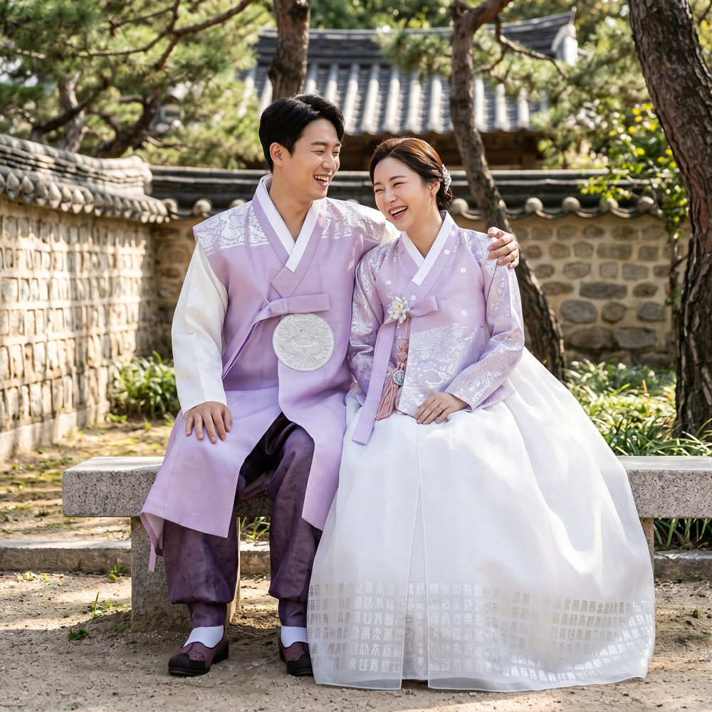 궁 한복대여 신랑신부 2벌 빅사이즈 피로연 웨딩 촬영 한복대여 184번 - 상품 이미지