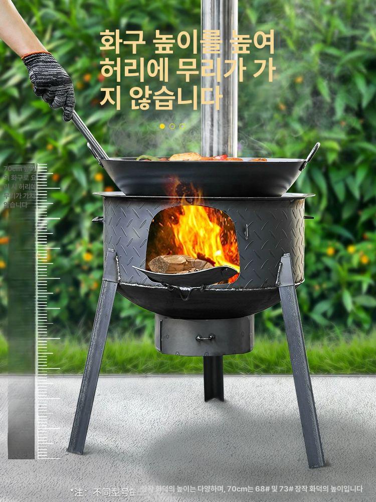 드럼통 화덕 솥뚜껑 난로 시골 스토브 펜션 아궁이 그레이박스 스탬프 화로대 - 상세 이미지 4