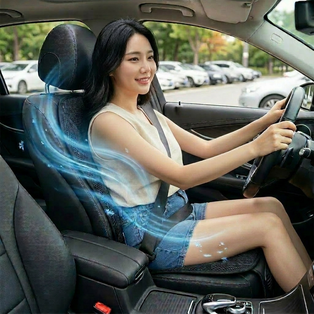 (프리미엄) 듀얼팬 자동차 쿨시트 바람방석 차량용 매쉬 쿨링 통풍시트 여름 - 상세 이미지 4