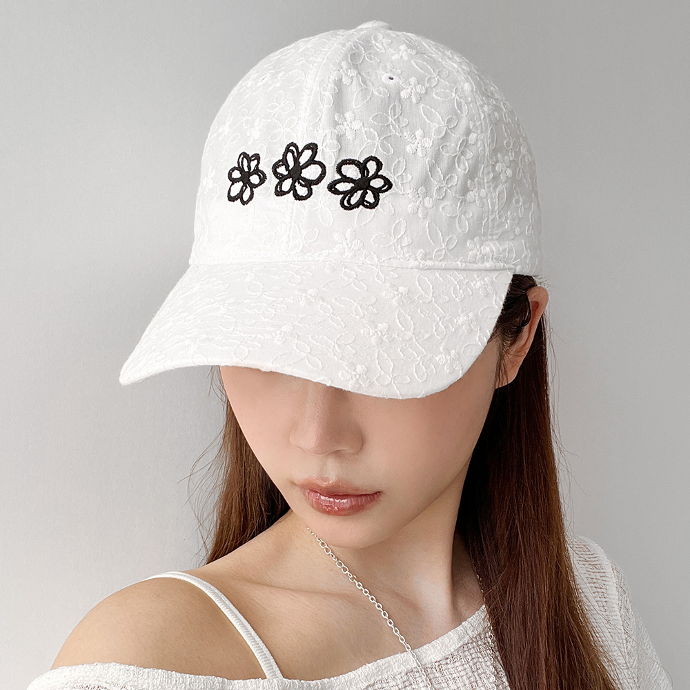 레이스 플라워 자수 볼캡 이미지 6