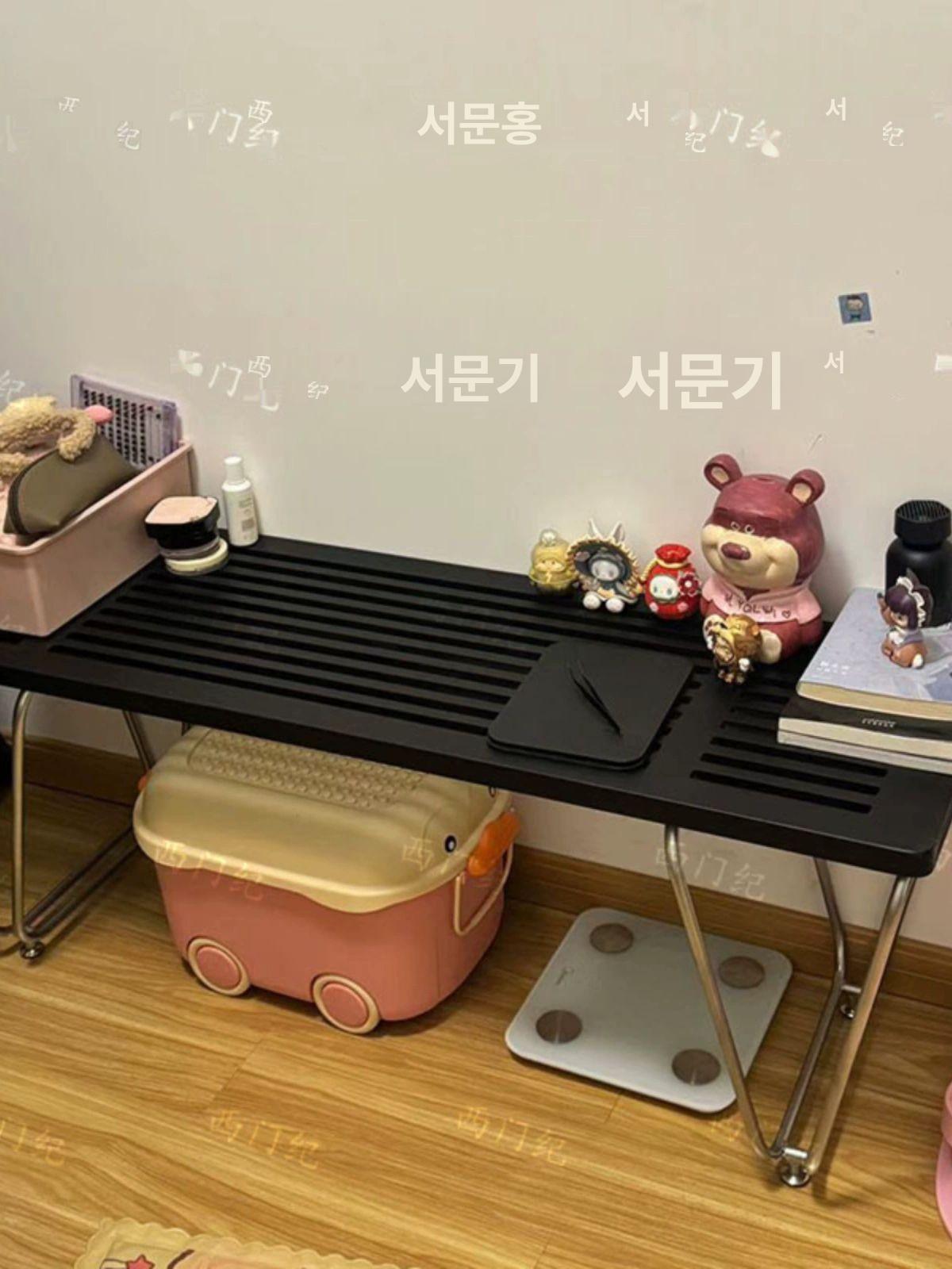 벤치 테이블 의자 원목 상판 스틸 다리 루버 디자인 거실 커피테이블 미니멀 다용도 2인 레드월넛 A - 상품 이미지