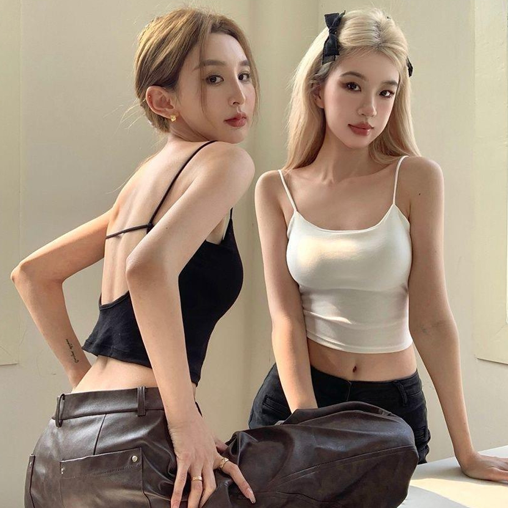 캡내장 백리스 브라탑 뒷트임 슬리브리스 끈나시LACH4964081 - 상품 이미지