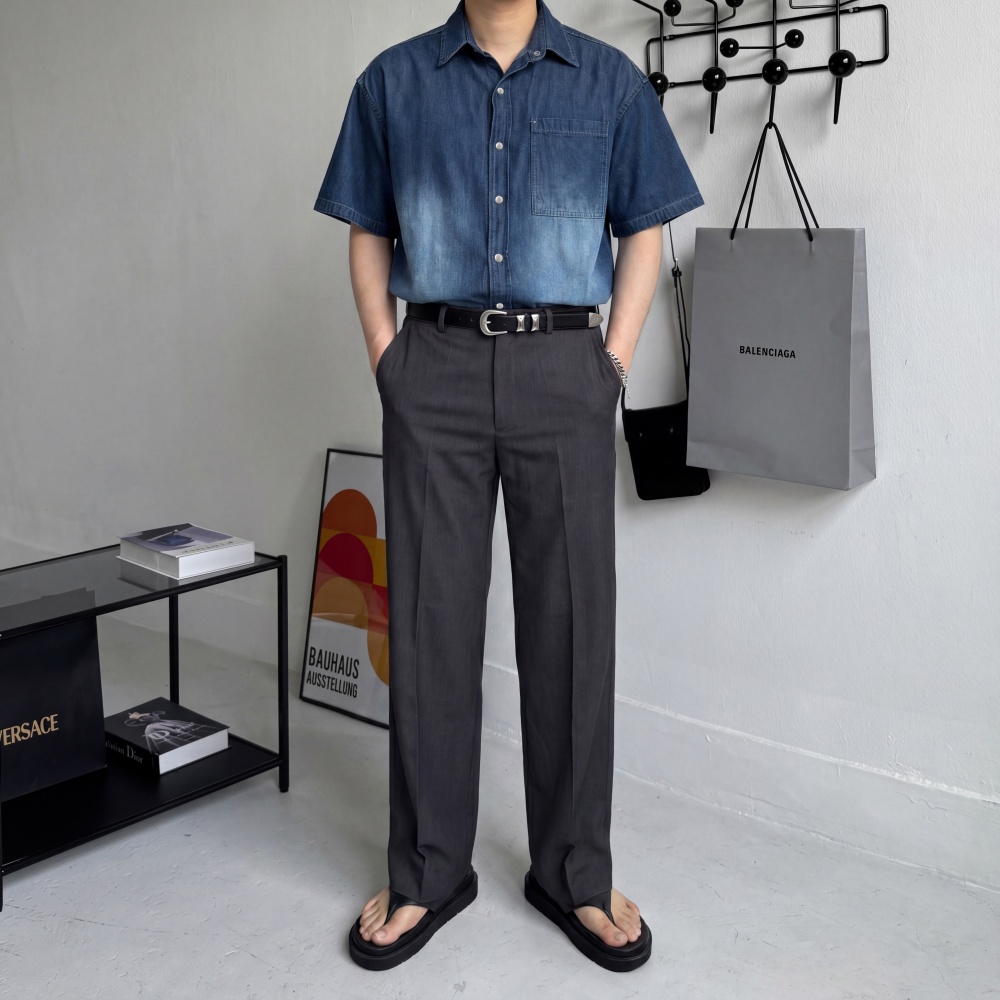 남자 여름 오버핏 청반팔셔츠 남성캐주얼 워싱 원포켓남방 - 상세 이미지 4