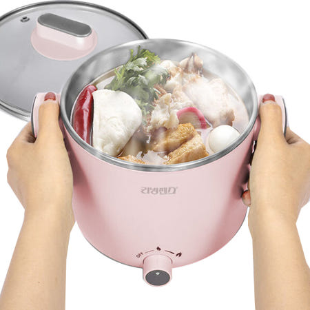 업체협력사 헬로라일락 라면포트 전기쿠커 1.5L 원룸요리 만두찜기냄비 죽만들기
