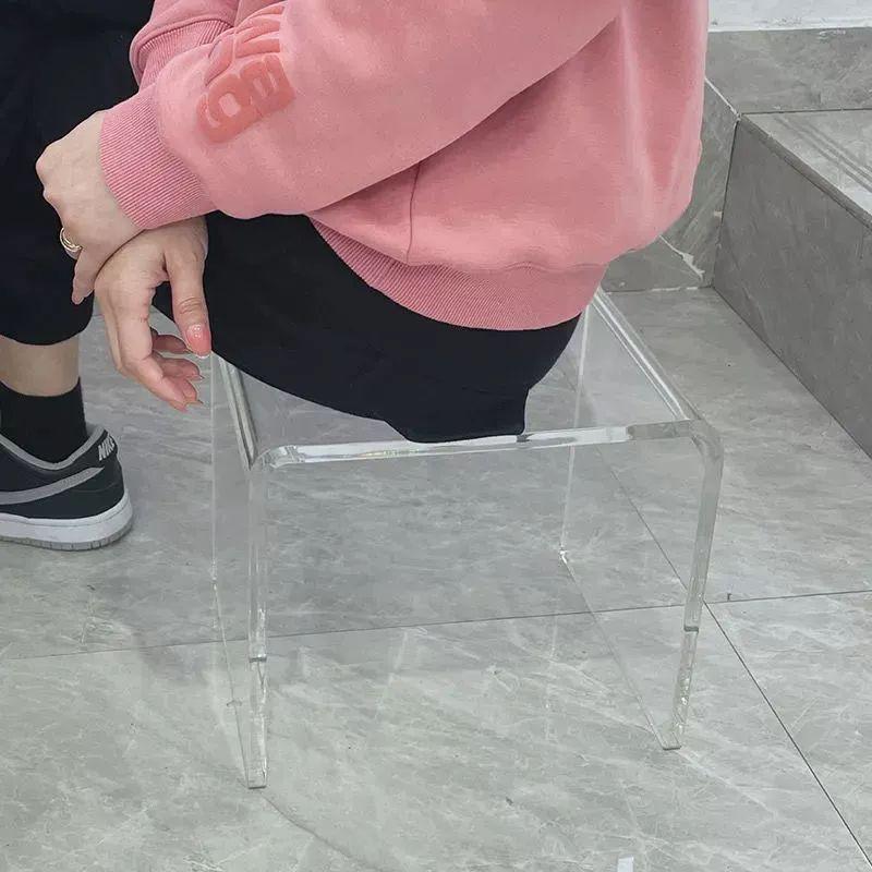 사무실 미니 오렌지 소형 아크릴 투명 거실 탁자 나무 플라스틱 책상 발받침대 현관 - 상세 이미지 5