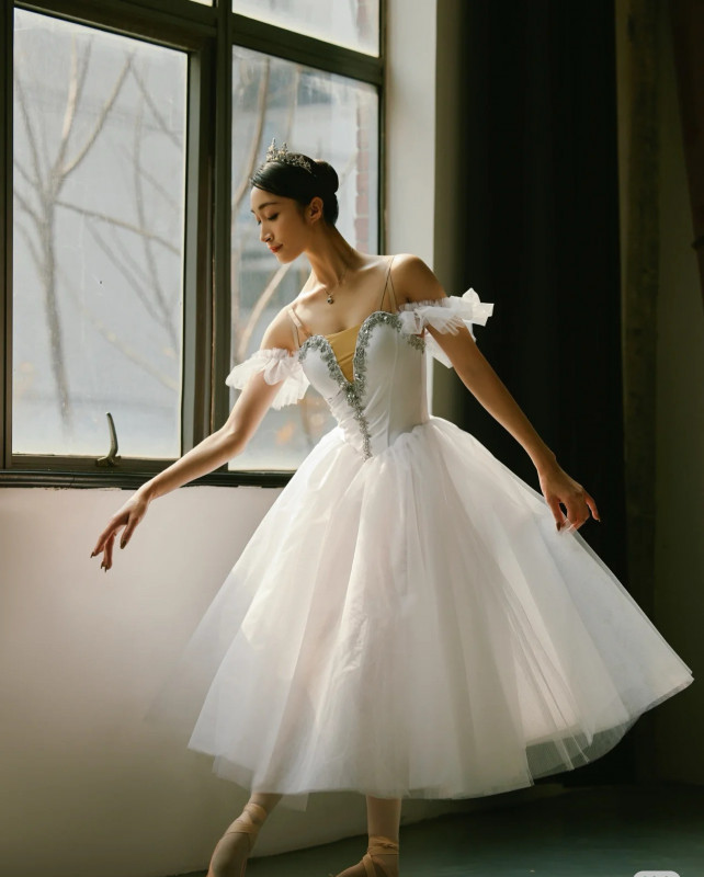 발레 스커트 발레리나 의상 시폰 공연 무대 댄스복 - 상품 이미지