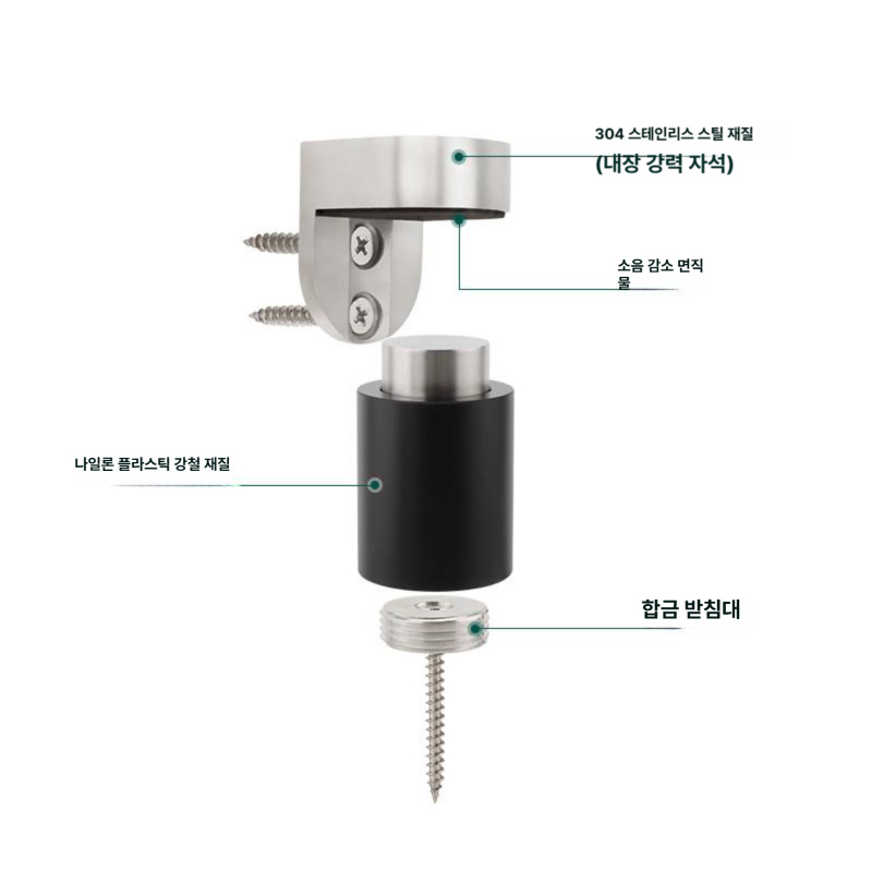 플로팅 자석 도어 스토퍼 강력 방풍 스테인리스 스틸 문걸이형 문지지대 문방지 - 상세 이미지 4