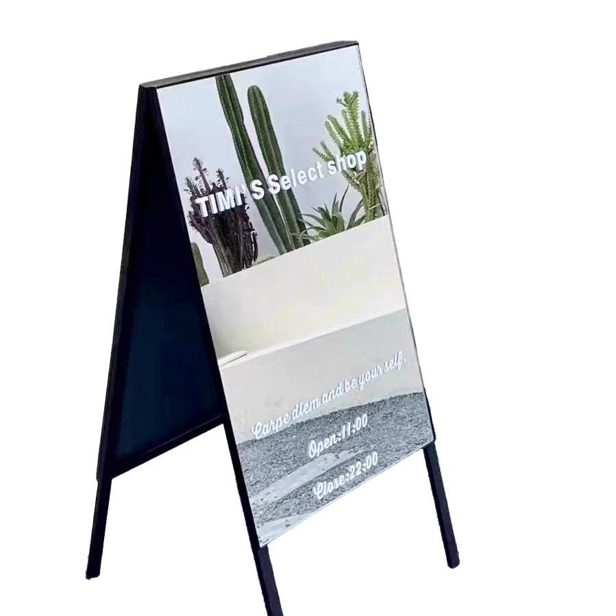 전신 거울 입간판 매장 홍보 스탠드 광고 안내판 블랙 40x90 cm(양면 내용) - 상품 이미지