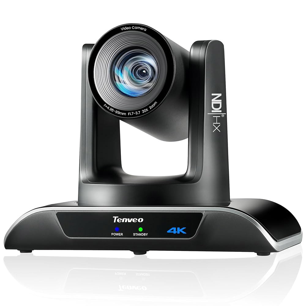 텐베오 4K NDI PTZ 카메라 AI 휴머노이드 및 얼굴 자동 추적, HDMI /LAN /USB3.0 PoE 20배 광학 줌 IP 라이브 스트리밍, 교회 예배 비디오 컨퍼런스 - 상품 이미지