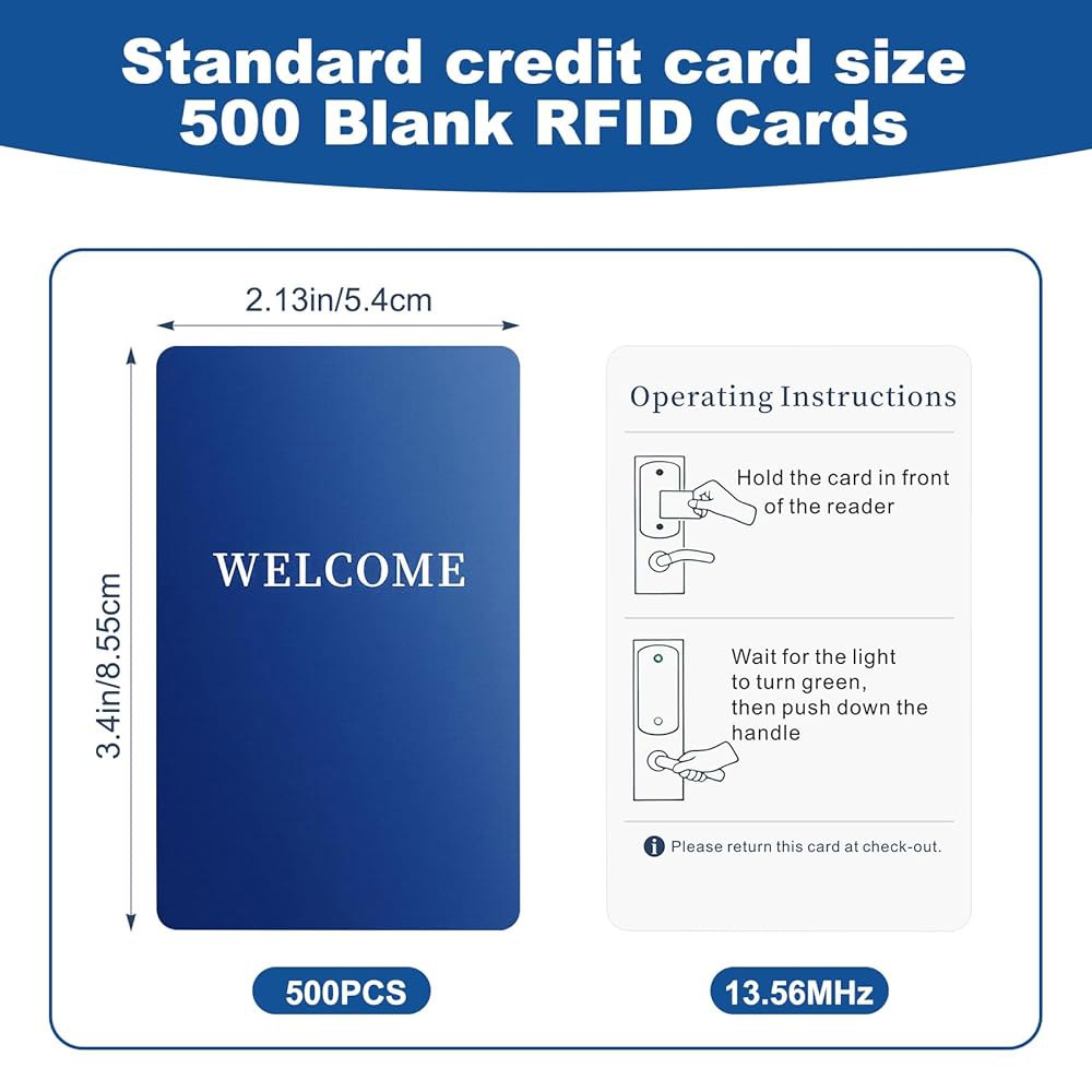 호텔 도어락 시스템 객실 출입을 위한 Sabary 500 팩 웰컴 RFID 키카드 스마트카드 출입 제어 카드 Welcome Blue 200 - 상세 이미지 2
