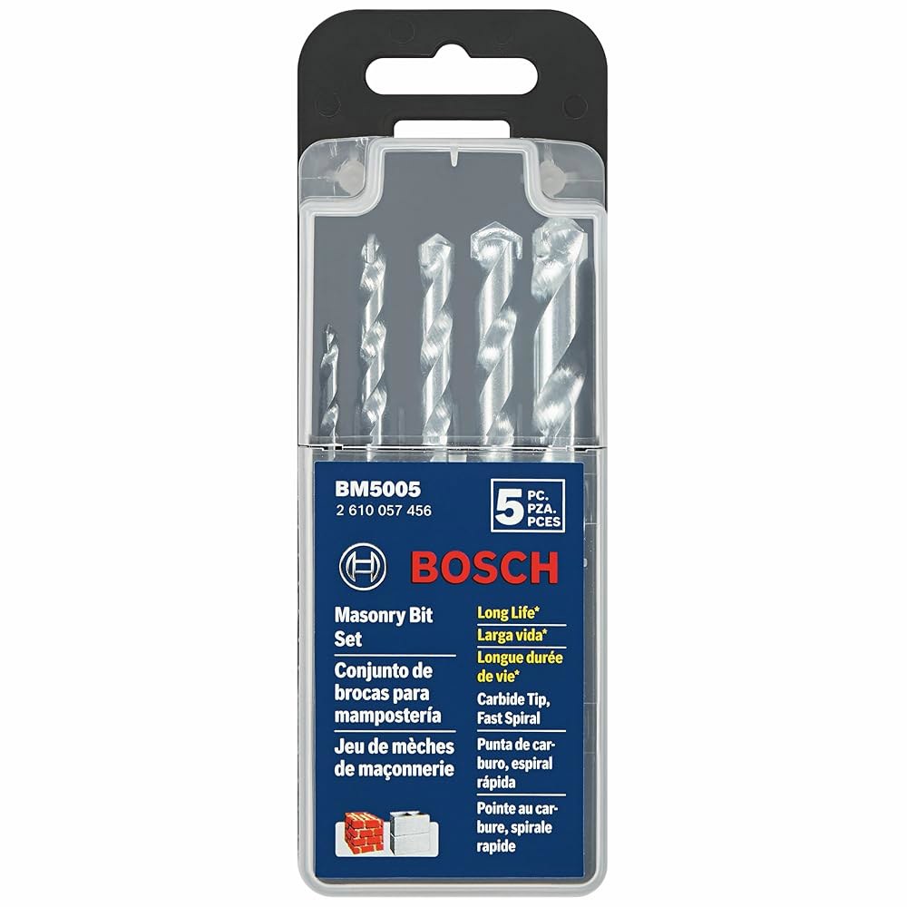 BOSCH BM5005 5피스 고속 나선형 로터리 메이슨 카바이드 팁 비트 모듬 세트, 블록, 벽돌, 메이슨의 드릴링 리케이션용 - 상세 이미지 2
