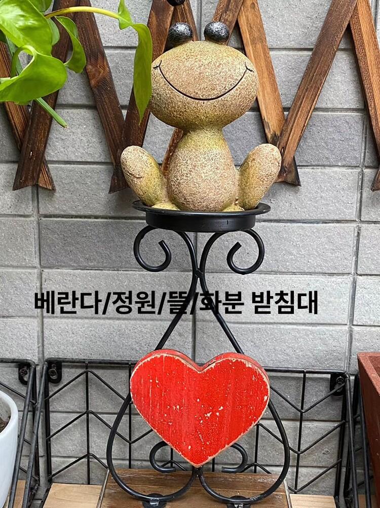 개구리 조형물 카페 빈티지 수공예 도자기 가든 거실 인테리어 소품 귀여운 미소 짓는 두 두 마리의 개구리 - 상세 이미지 2