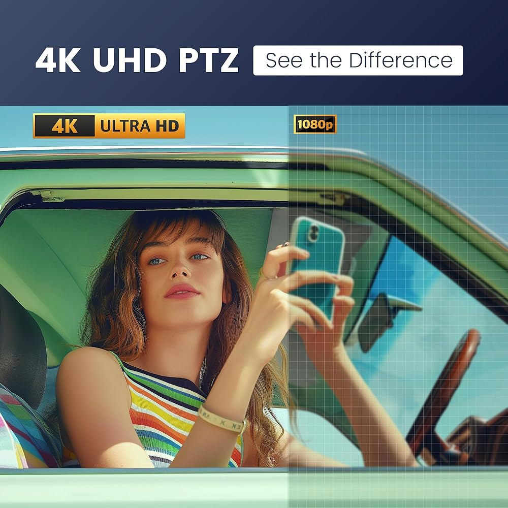 AI 기반 자동 추적 5배 디지털 줌 USB 3.0 120도 광각 PTZ 웹캠이 탑재된 TONGVEO 4K 카메라, 회의 YouTube / Teams Zoom 미팅 라이브 스트리밍 - 상세 이미지 3