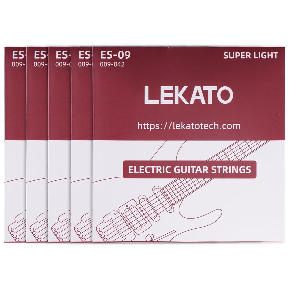 LEKATO 일렉트릭 기타 스트링 니켈 도금 스틸 코팅 볼 엔드 5개 세트 6헥스 스트링(09-42) - 상품 이미지