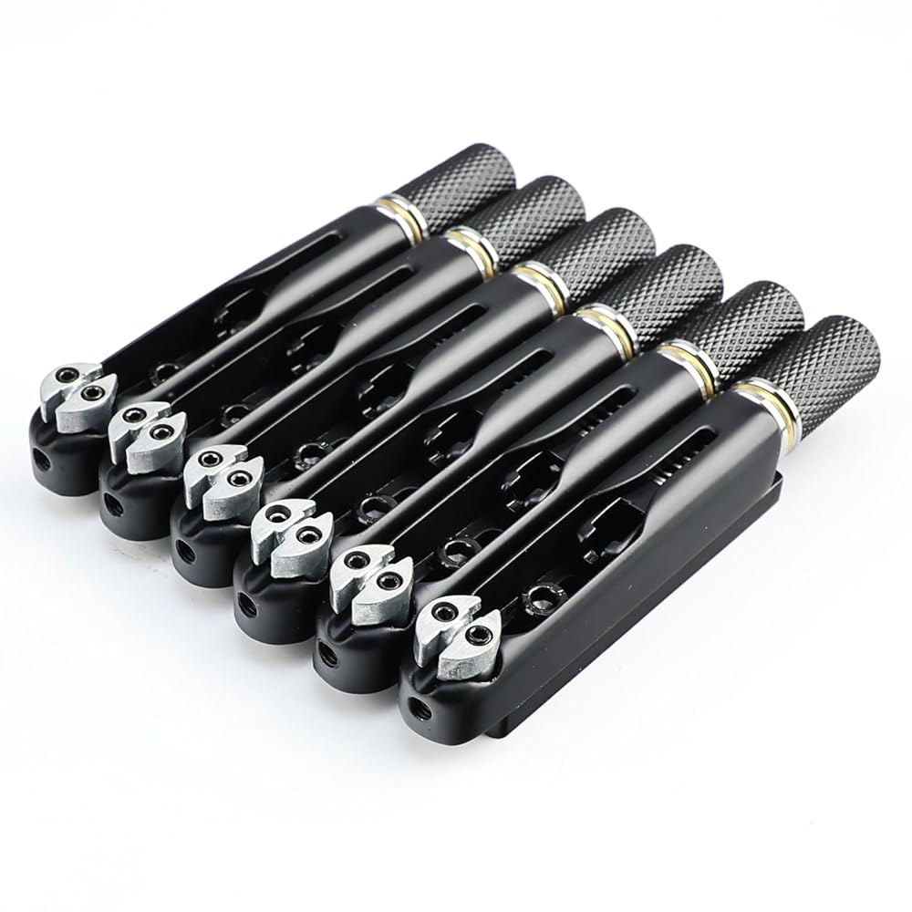 OVSAL 10.5mm 아연 합금 헤드리스 기타 브리지 6현 고정 - CNC 기계식 설치 및 주요 모델(올블랙)과 호환되는 조정 가능 Standard-6 String Black - 상세 이미지 2