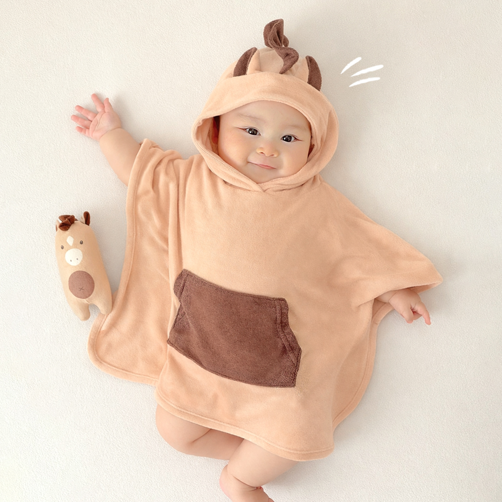 이키 순한 유아 아기 목욕 샤워 가운 포켓 밤부 타올 곰 이미지 7