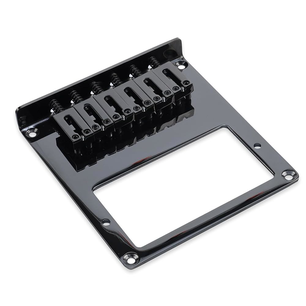 OVSAL 10.5mm 고정 전기 기타 브리지 아연 합금 새들 스틸 베이스플레이트 6줄 하드테일 텔레캐스터 스타일 교체 부품 글로스 블랙 와 호환됨 Steel Chrome - 상세 이미지 3