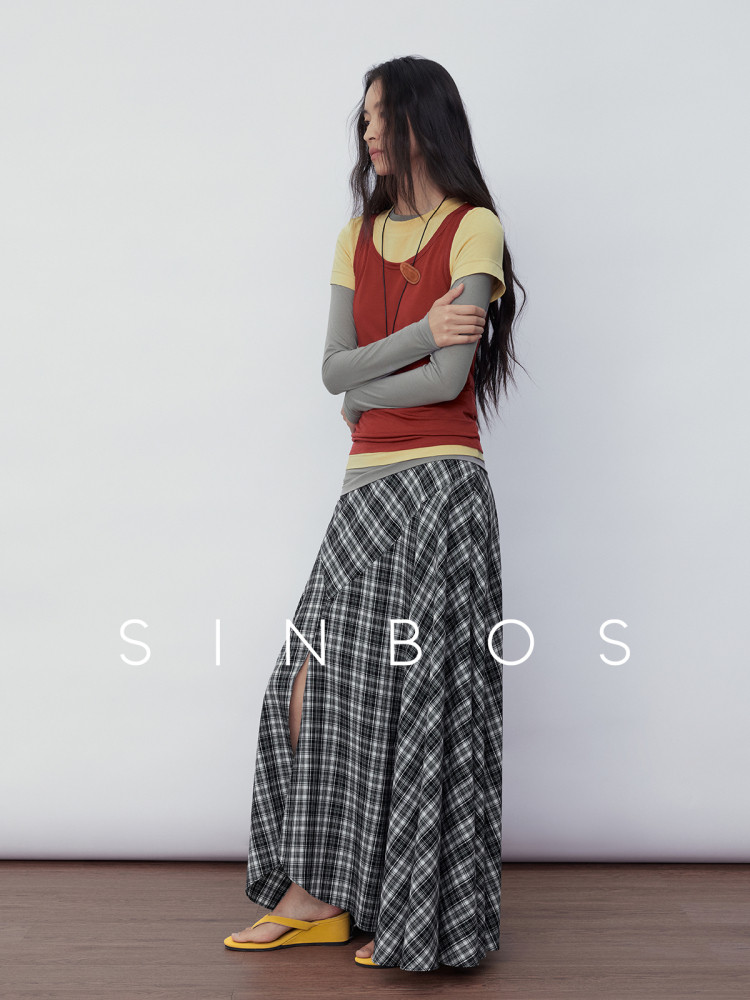 SINBOS 여성 롱스커트 플레어 a라인 슬릿 롱치마 봄 여름스커트 - 상세 이미지 2
