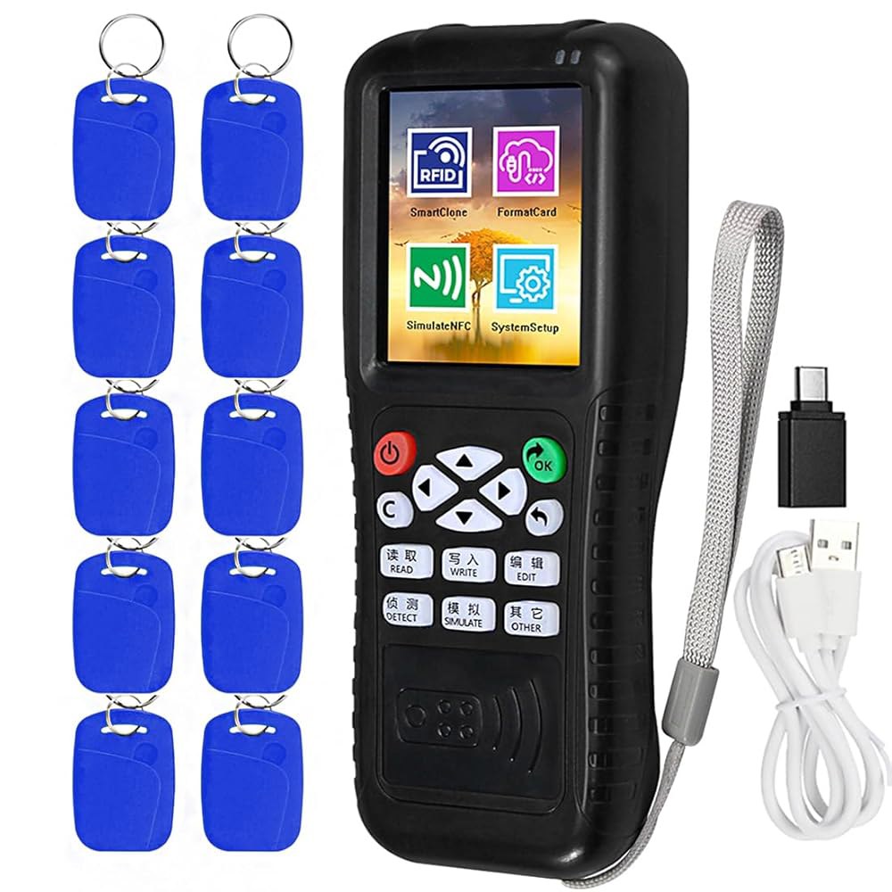 HERNAS 무료 소프트웨어 RFID 리더 라이터 복제기, NFC 리더, 다중 주파수 스마트 카드 프로그래머, 도어락 포브스 키 클론, 쓰기 가능한 포함, 액세스 제어 전용 - 상품 이미지