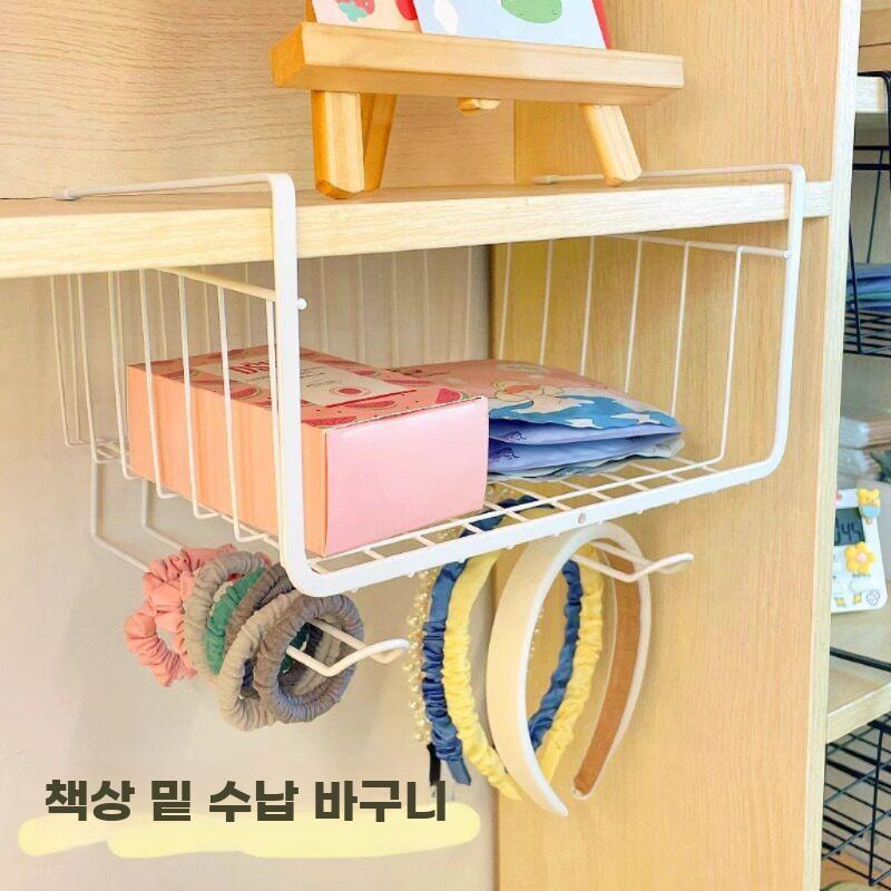 옷장 수납 선반 걸이형 바구니 정리 랙 기숙사 화이트 - 상세 이미지 3
