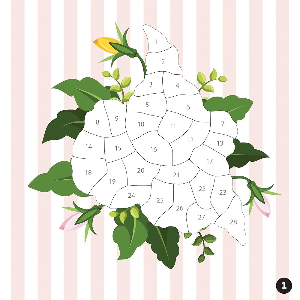 브레인 게임 - 숫자별 스티커 컴팩트 에디션 가든 블룸 | 7x7 인치 성인 및 어린이를 위한 여행 사이즈 활동 도서 7+ - 상세 이미지 3