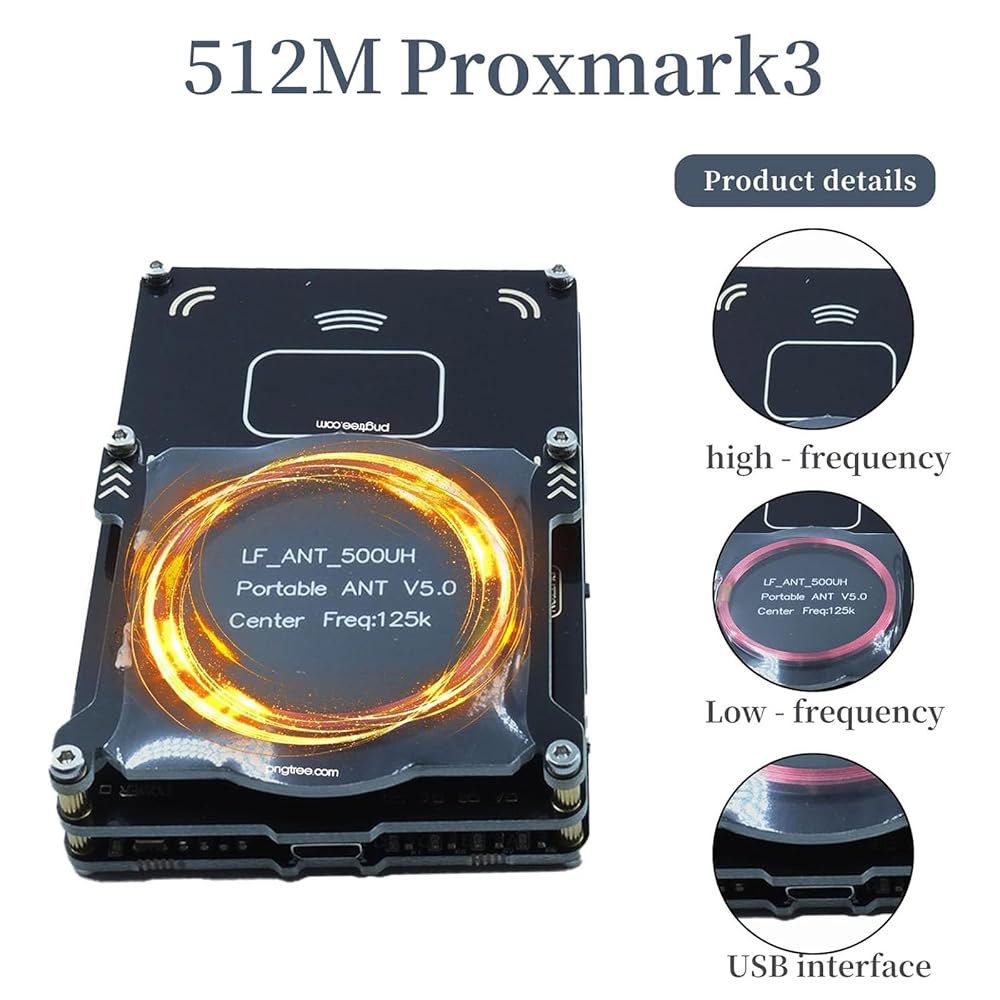Tqsbeyah Proxmark3 Easy V5.0 512M 메모리(RFID 카드 리더 라이터 IC ID 복사기 통합 안테나 기 지원 LF 125KHz 및 HF 13.56Mhz - 상세 이미지 3