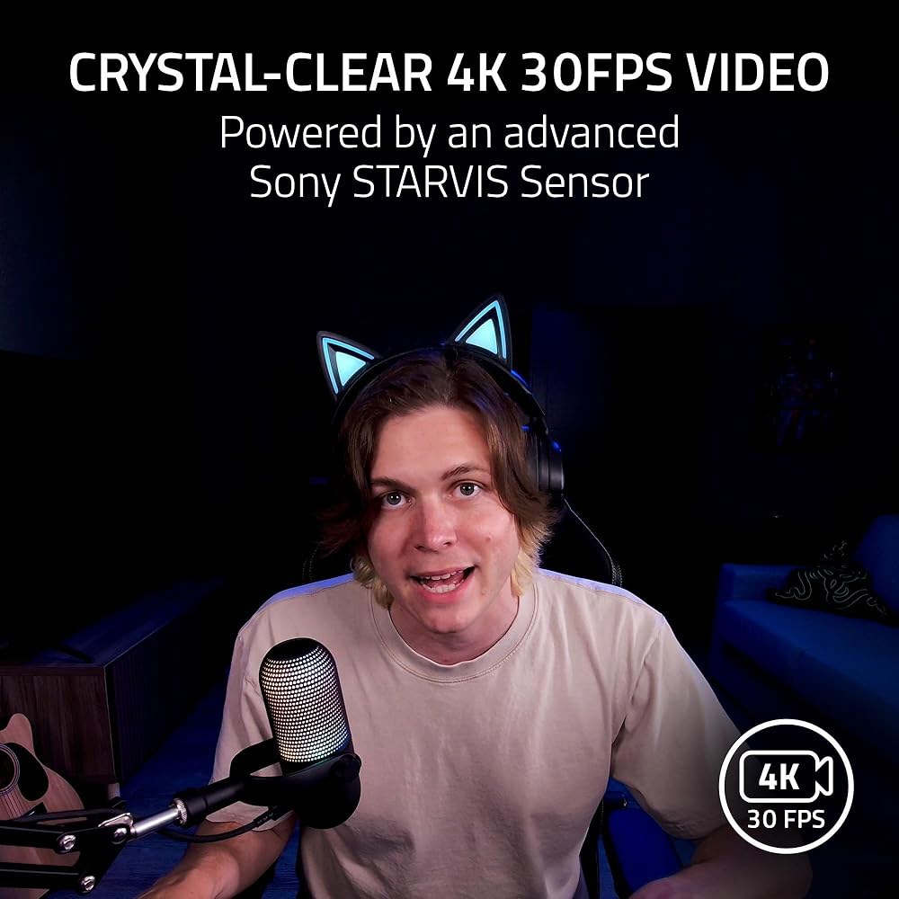 Razer Kiyo V2 스트리밍 웹캠 4K 30 FPS, 1080p 60 FPS - AI 전원 자동 프레임 내장 마이크 울트라와이드 앵글 렌즈 프라이버시 커버 OBS, 엑스스플릿 - 상세 이미지 2