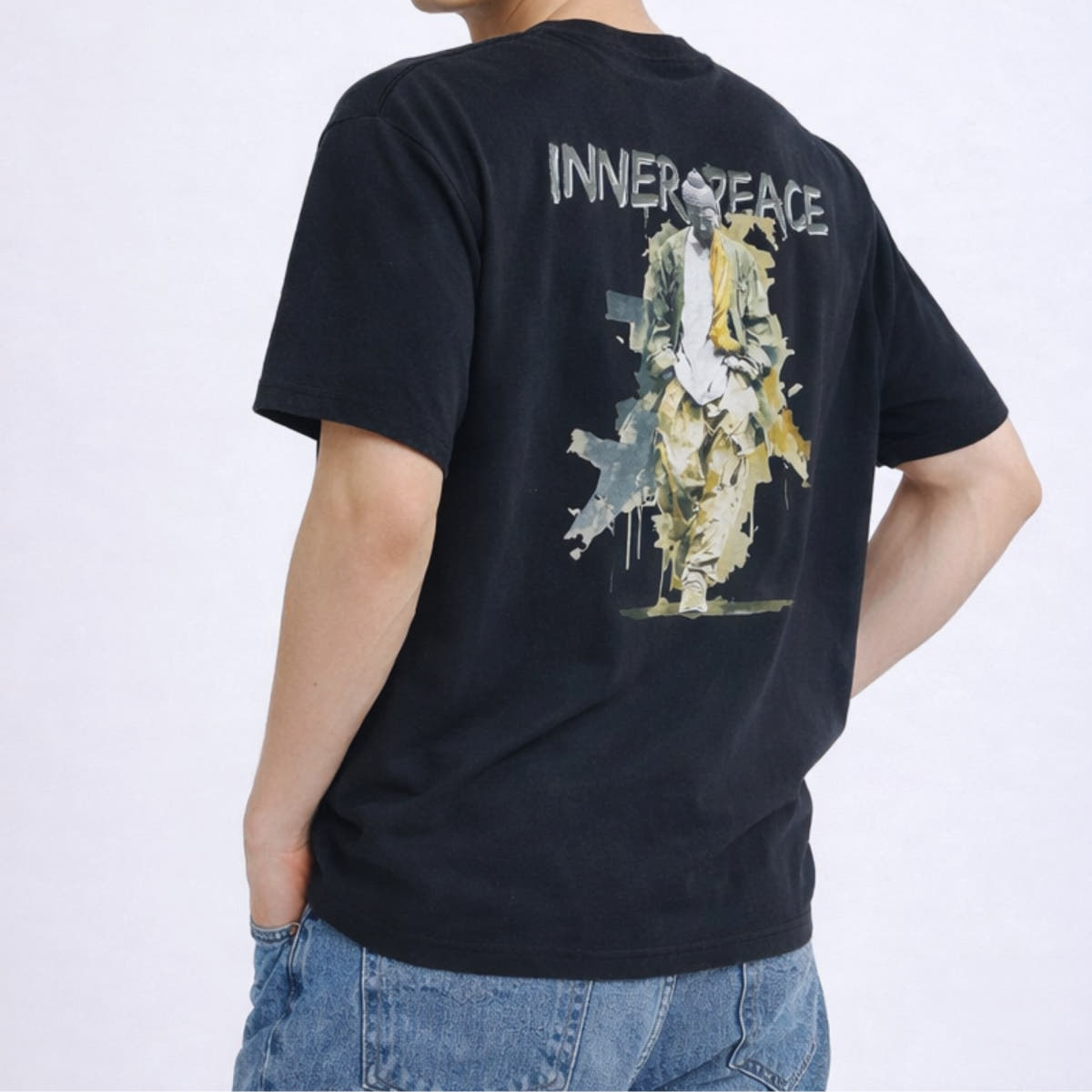 이너피스 도시부처 면 티셔츠 반팔티 블랙 3XL 가격 비교 니르바나 Nirvana 이너피스 도시부처 면 티셔츠 반팔티 블랙 3XL