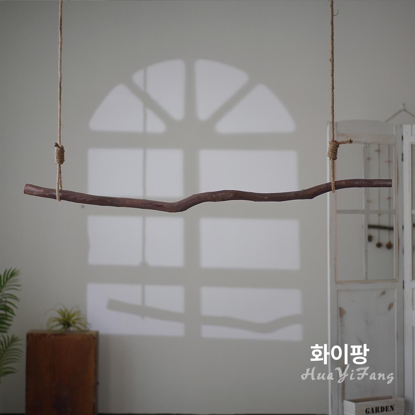 공원 놀이터 야외용 원목 탄화목 50cm 너비 튼튼한 로프 줄 정원 테라스 야외 그네 80cm 분기형 - 상세 이미지 4