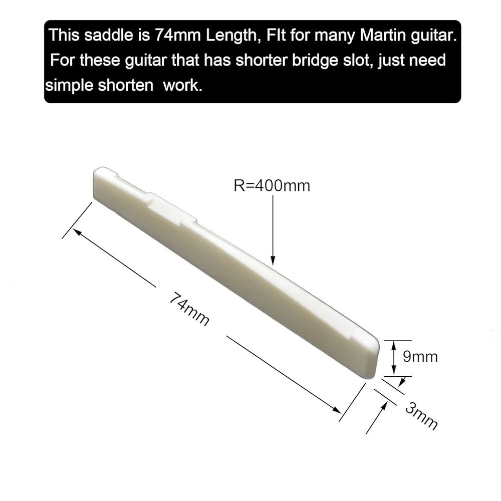 베네셋트 어쿠스틱 기타 브리지 안장, 74mm 및 72mm 슬롯에 적합, 퓨어 컴플리트 본, 아이보리 컬러, 4팩 Saddle x 4 - 상세 이미지 3
