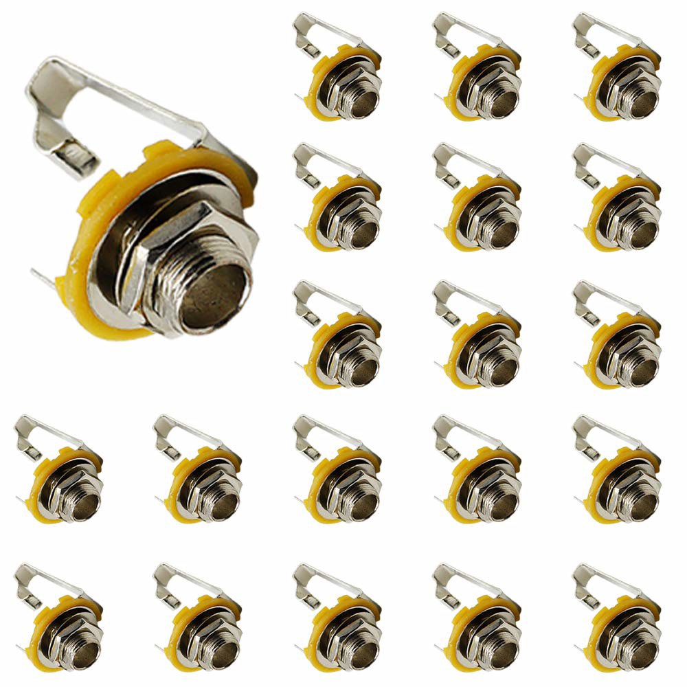 루오모르고 6.35mm / 0.25인치 길이의 모노 입력 잭 소켓 일렉트릭 기타 베이스 20개용 - 상품 이미지